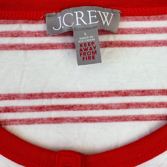 J.Crew Womens ECO Dreamiest LS Henley 2pc. Strip Pajama Set Top Pants Sz. Large - Picture 5 of 15